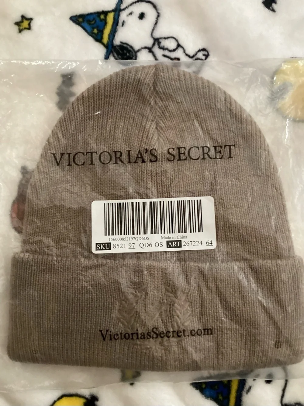 Victoria's Secret Taupe Ribbed Knit Hat